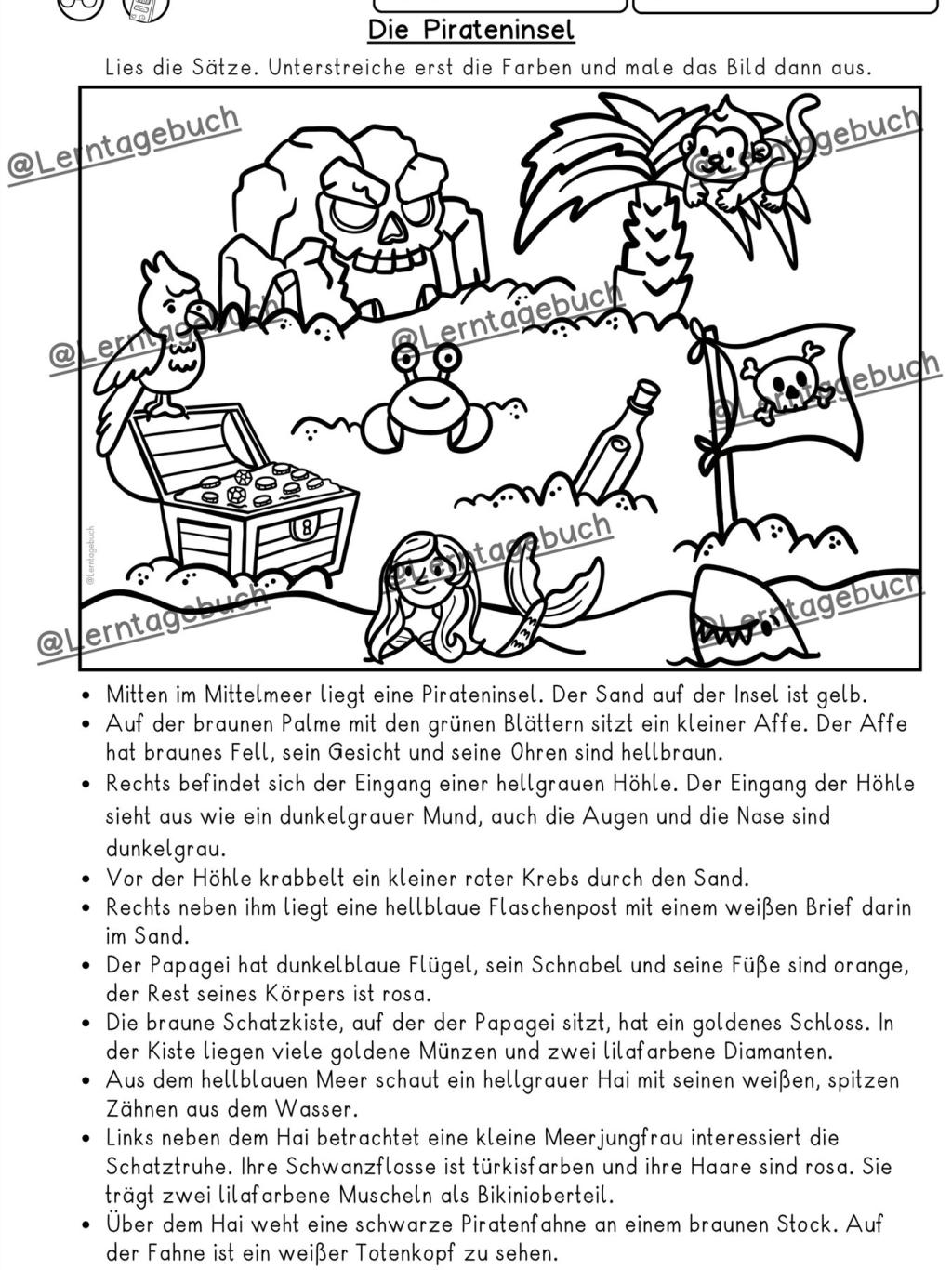 arbeitsblatt-lesen-verstehen-malen-klasse-2, 3, DaZ