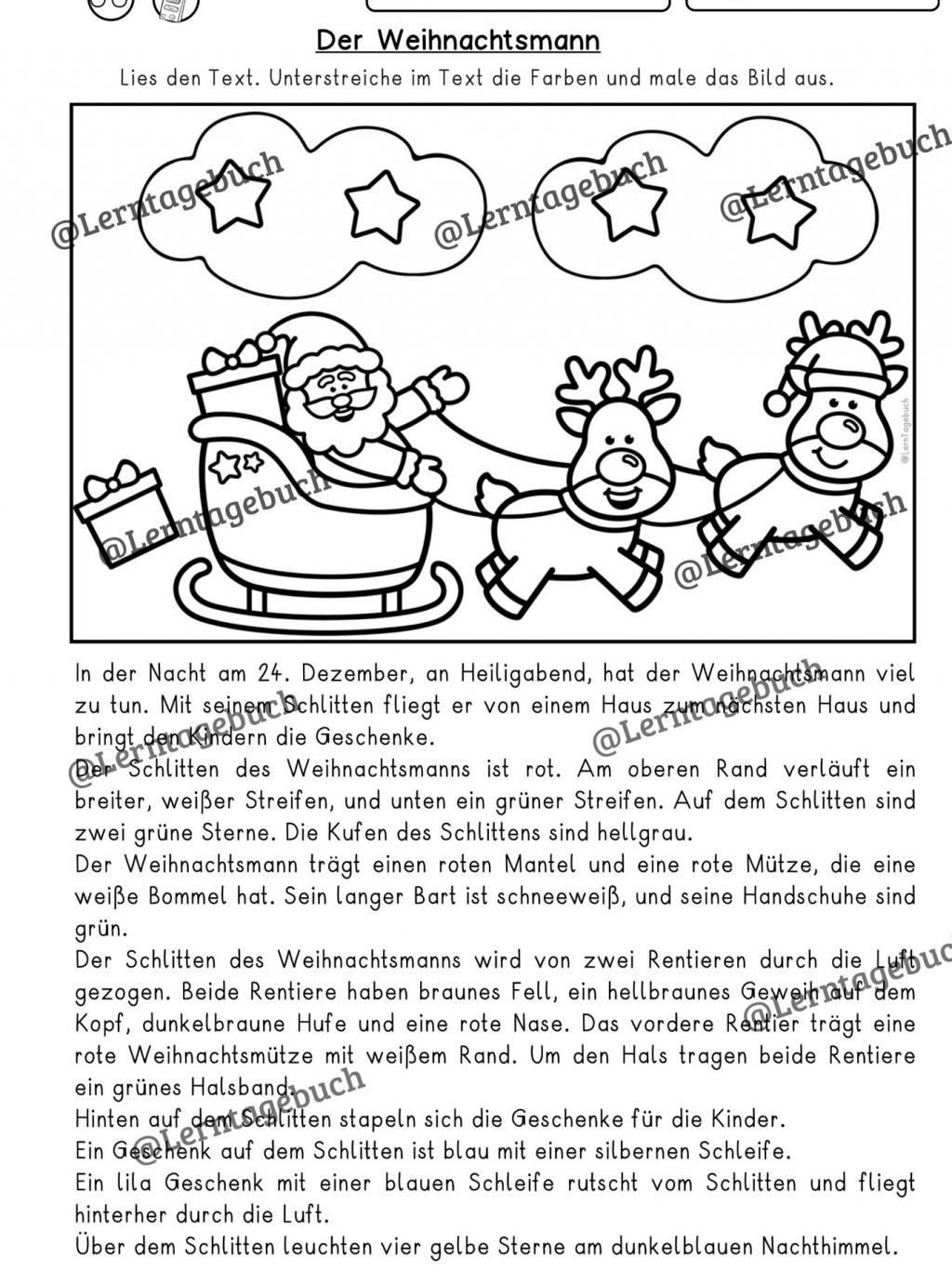 Arbeitsblatt-Lesen-und-Malen-Weihnachten-Klasse 3-4-DaZ-Leseverstehen