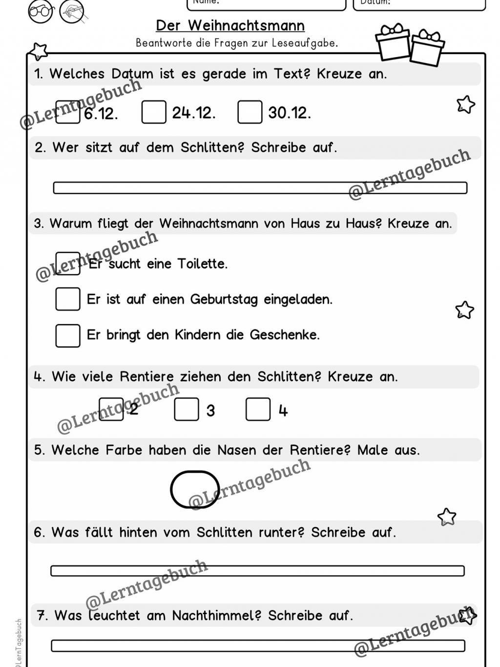 Arbeitsblatt-Lesen-und-verstehen-Klasse-2-3-DaZ-Weihnachten