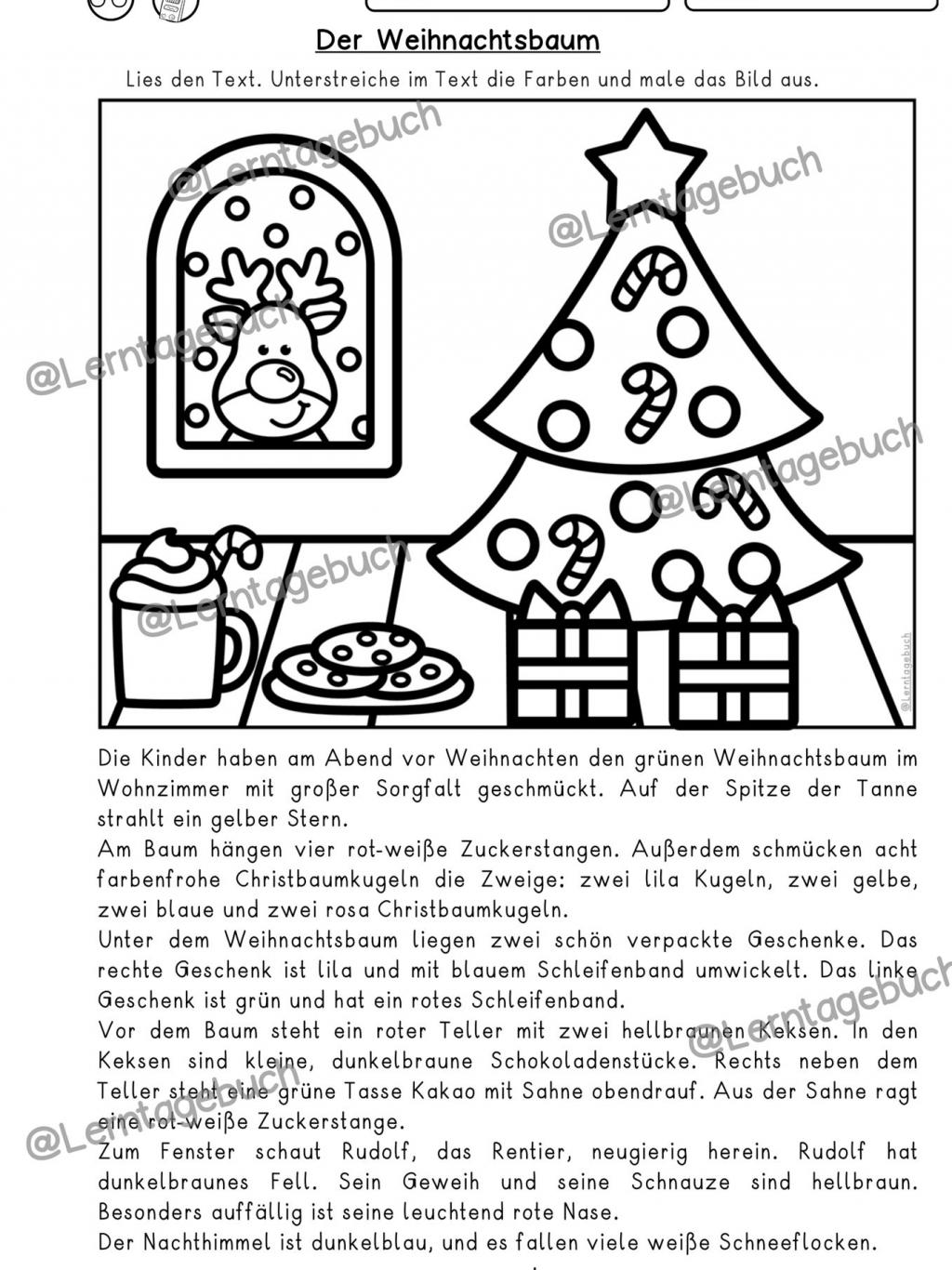 Lesen und malen Weihnachten Klasse-3, 4, DaZLeseübung