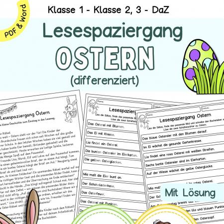 Lesespaziergang Klasse 1, 2, 3, DaZ zu Ostern