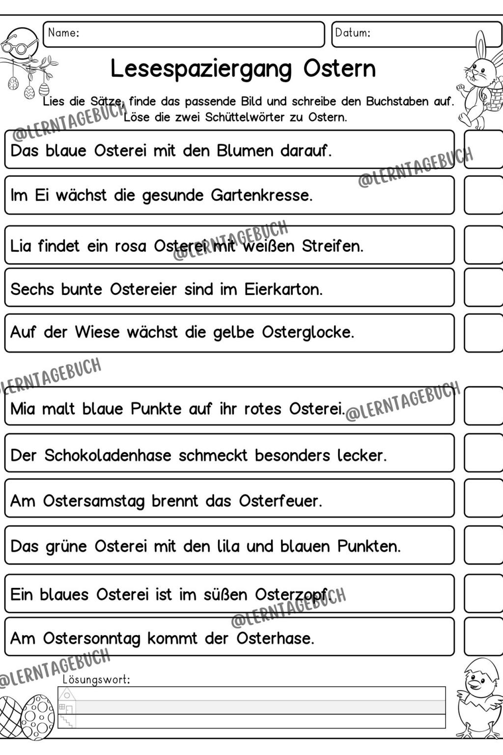 Ostern Lesespaziergang Klasse 2, 3, DaZ