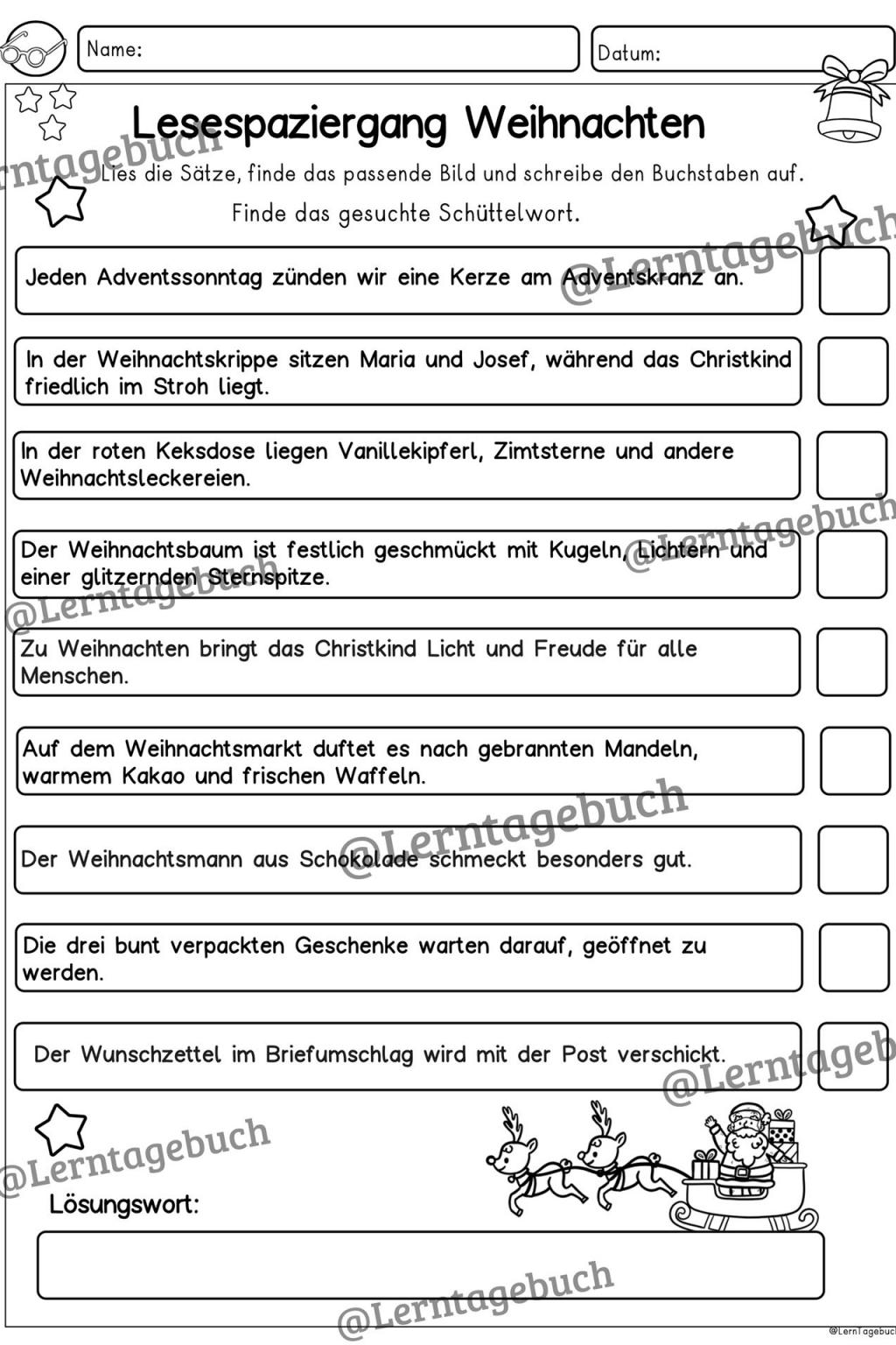 Lesespaziergang Weihnachten  Klasse 3, DaZ