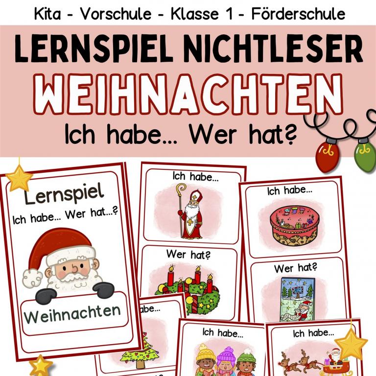 Lernspiel-Weihnachten-Kindergarten-Vorschule-Fördermaterial-Klasse-1