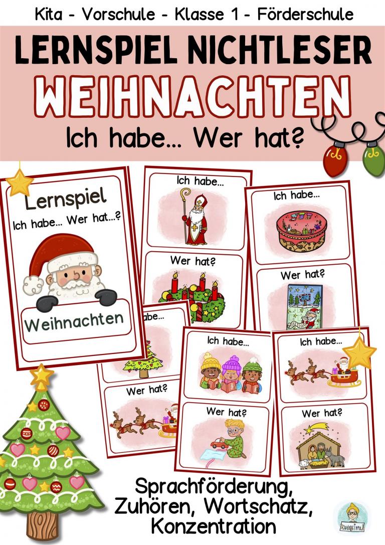 Lernspiel-Weihnachten-Kindergarten-Vorschule-Fördermaterial-Klasse-1