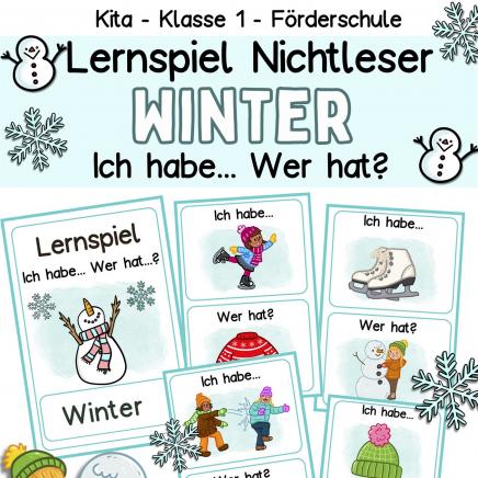 Lernspiel Winter für Kinder im Kindergarten, Vorschule, 1.Klasse Förderschule zur Sprachförderung