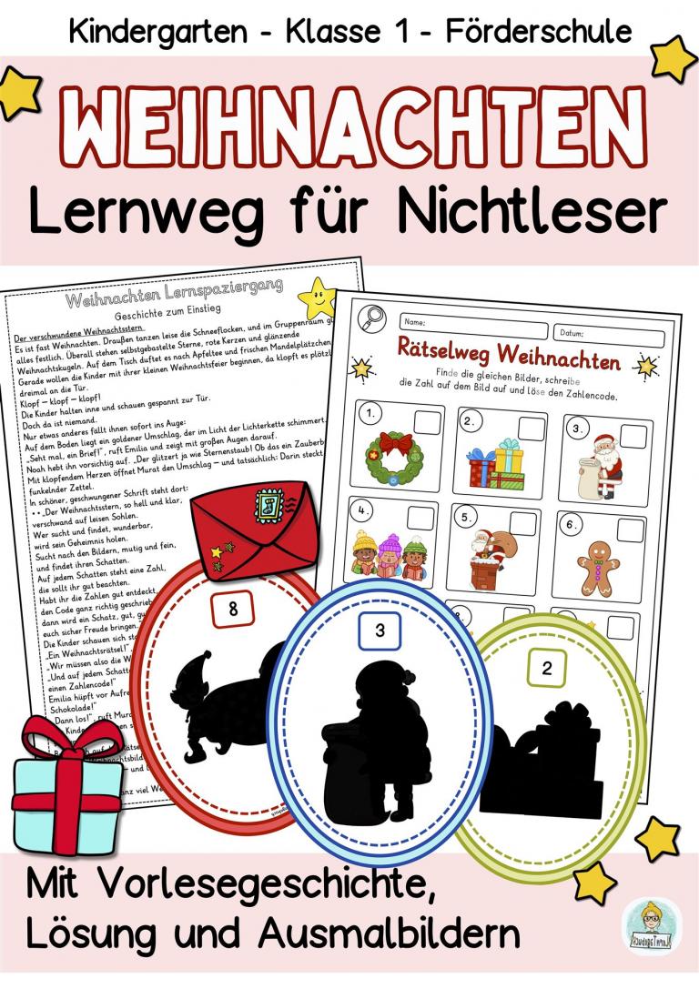 Weihnachten Lernspiel Kindergarten-Vorschule-Klasse 1-zum ausdrucken
