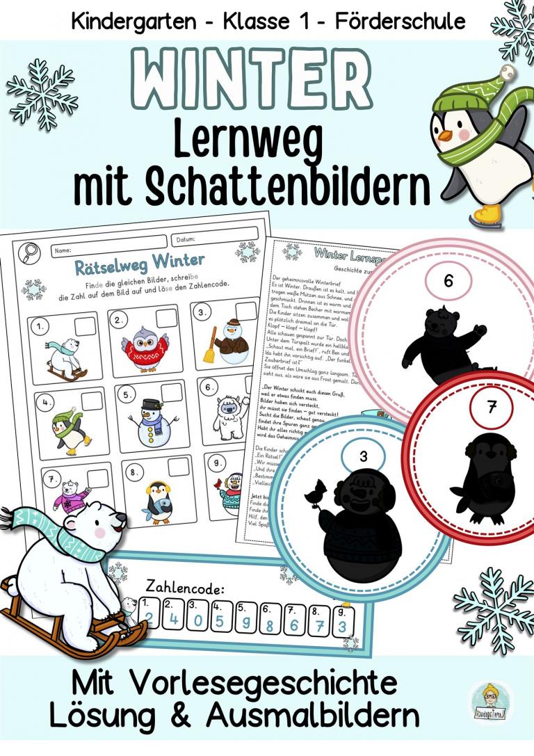 Winter-lernspiele-schattenbilder-Kindergarten-Klasse1-Fördermaterial