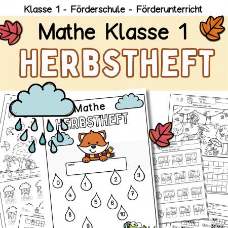 Mathe 1.Klasse Herbst Übungsheft mit Arbeitsblättern zum Zahlenraum 10