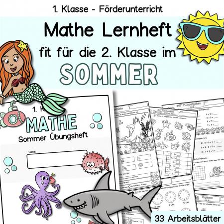 Mathe 1. Klasse Arbeitsblätter, Lernheft Sommer, Übungen Wiederholung