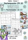Mathe Klasse 1, Rechenpuzzle Winter ZR 20 mit ZÜ, Übungsblätter