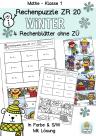 Mathe Klasse 1, Rechenpuzzle Winter ZR 20 ohne ZÜ, Übungsblätter