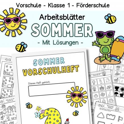 Arbeitsblätter-Übungen-Vorschule-Förderunterricht-Klasse1-Sommer-Mathe-Deutsch
