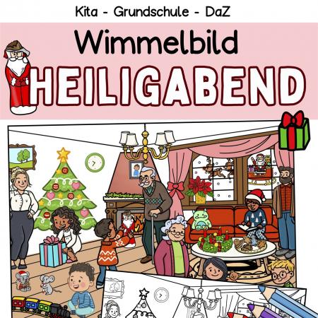 Einfaches Weihnachten Wimmelbild, Suchbild, Kindergarten-Grundschule