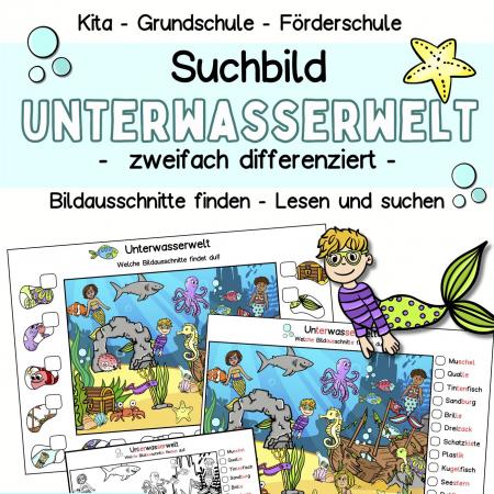 Sommer Suchbild, Wimmelbild zur visuellen Wahrnehmung, Kindergarten, Klasse 1, DaZ zum  Lesen lernen